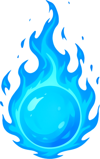 create cool blue fire ball.
In-Game asset.  2d.  High contrast.  No shadows