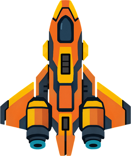 vertical spaceship.
In-Game asset.  2d.  High contrast.  No shadows