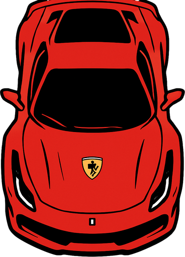 ferrari seen from top.
In-Game asset.  2d.  High contrast.  No shadows
