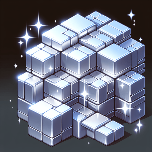 silver blocks.
Single Game Texture.  In-Game asset.  2d.  Blank background.  High contrast.  No shadows