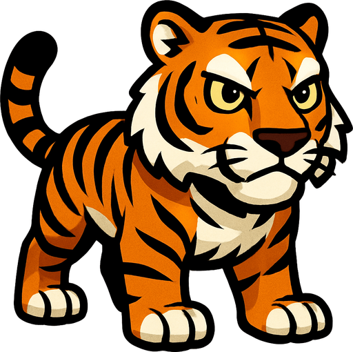 Create a tigre.
In-Game asset.  High contrast.  No shadows
