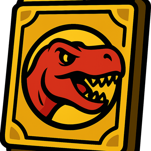 A Yellow card pack with a T-TEX in the center