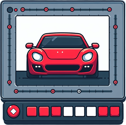 Red car 2D.
Single Game Texture. In-Game asset. 2d. Blank background. High contrast. No shadows.
