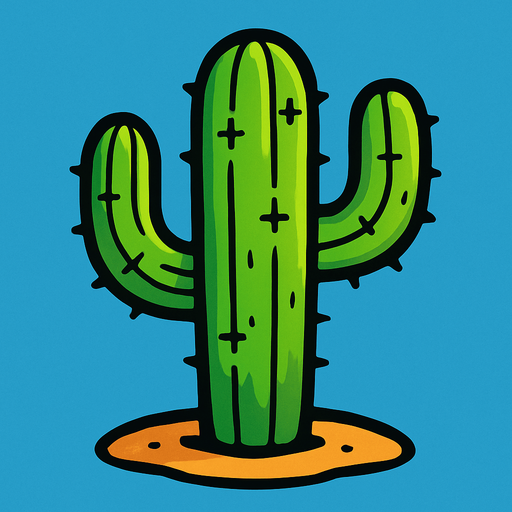 a cactus plant.
In-Game asset.  2d.  High contrast.  No shadows