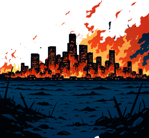 anime image style battlefield plains. on this distance as lost angeles burning city at night
In-Game asset.  2d.  High contrast.  No shadows