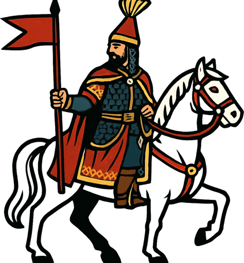 Let there be an Ottoman cavalryman on a white horse and let it be clear that he is a special cavalryman..
In-Game asset.  2d.  High contrast.  No shadows