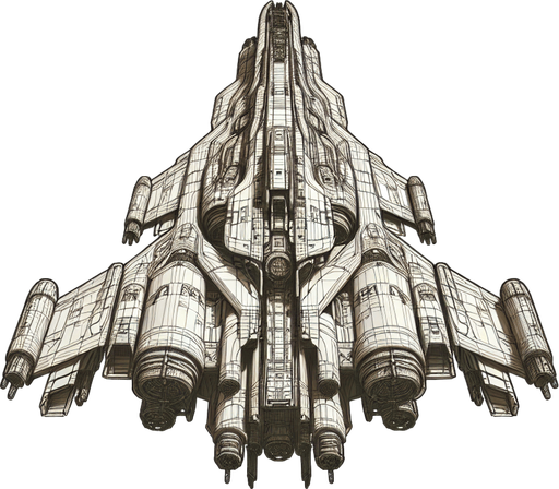 space ship facing upwards
Single Game Texture. In-Game asset. 2d. Blank background. High contrast. No shadows.