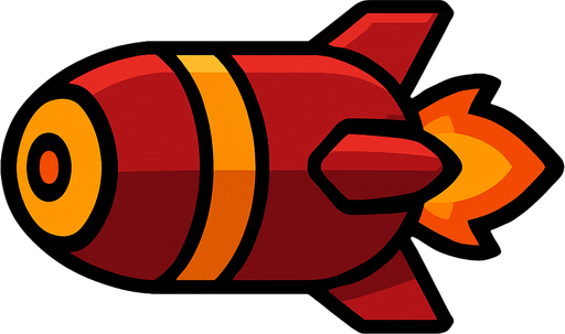jetpack joyride style missile, horizontally facing left.
In-Game asset.  2d.  High contrast.  No shadows