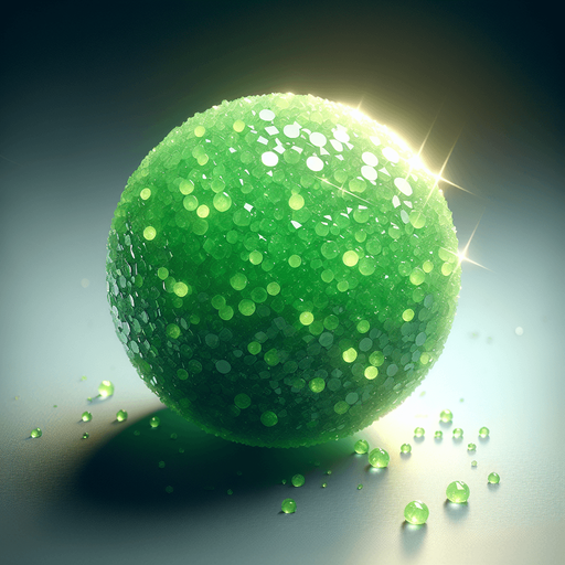 Basic Prompt:
Bright green candy, emerald green tones, crystallized texture, covered in small sugar granules, looking sweet and delicious.
More Detailed Prompt (Optional):
Bright green candy, with hints of emerald green and light lime green sparkles, crystallized texture, covered in small sugar granules, looking fresh and delicious as if it was just made. There is a faint halo of light around the candy, and the background is blurred.
Additional Details to Add to the Prompt:
Shape: Round, square, heart-shaped, etc.
Material: Glass, frosted glass, sugar crystal, etc.
Lighting: Soft, hard, dramatic, etc.
Background: Solid color, patterned, blurred, themed (e.g., candy store), etc.
Additional Objects: Other candies, paper packaging, ribbon, etc.
Example Combined Prompt:
Round, bright green candy with emerald green and lime green tones, crystallized texture, covered in small sugar granules, looking fresh and delicious. Soft lighting, blurred background..
Single Game Texture.  In-Game asset.  2d.  Blank background.  High contrast.  No shadows