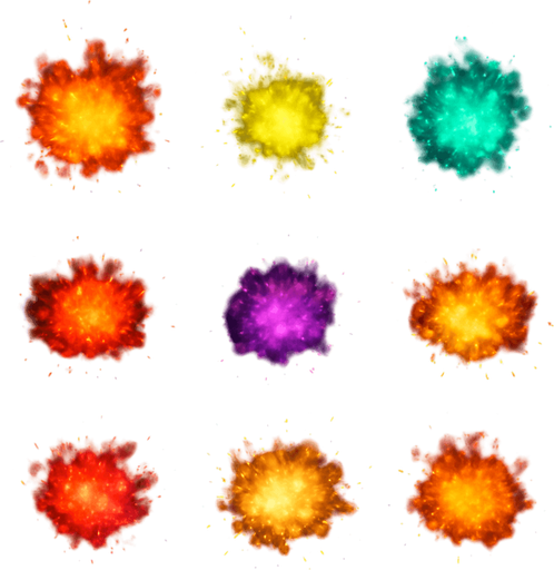 VFX pack of different explosions particles. Different colors. HD colors. ellipse. circle
In-Game asset.  3d.  High contrast.  No shadows
