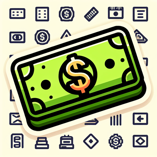 dollar,cartoon,2d,blank background.
Single Game Texture.  In-Game asset.  2d.  Blank background.  High contrast.  No shadows