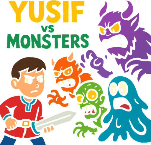 Yusif VS Monsters.
In-Game asset.  2d.  High contrast.  No shadows