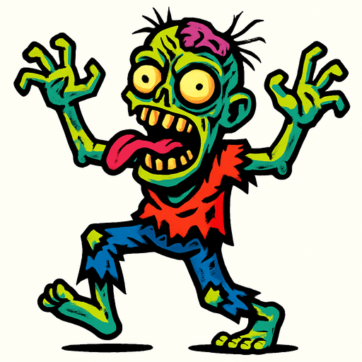 Very crazy zombie.
In-Game asset.  2d.  High contrast.  No shadows