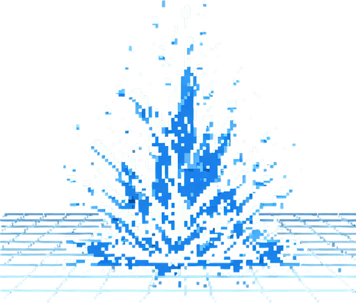 8-bit water splash effect.
Single Game Texture. In-Game asset. 2d. Blank background. High contrast. No shadows.