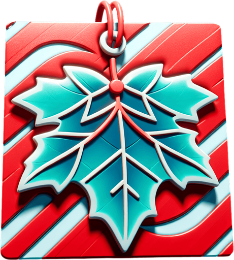 a christmas leaf. plastic style. Single Game Texture. In-Game asset. 2d. Blank background. High contrast. No shadows.