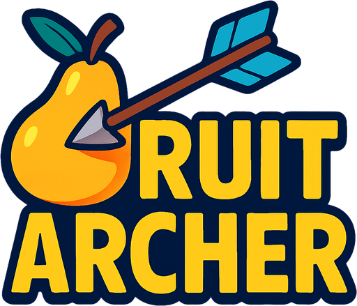 Fruit Archer titulo.
In-Game asset.  2d.  High contrast.  No shadows