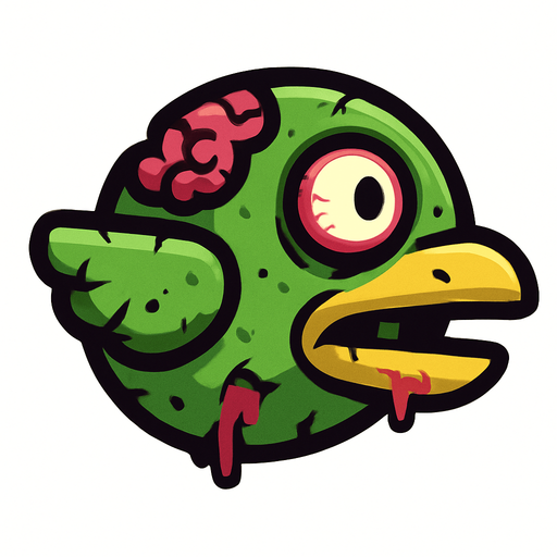 Make a zombi flapy bird.
In-Game asset.  2d.  High contrast.  No shadows