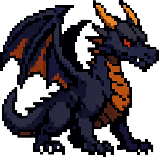 DARK DRAGON PIXEL.
In-Game asset.  2d.  High contrast.  No shadows