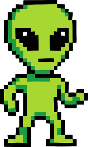 allien pixel.
In-Game asset.  2d.  High contrast.  No shadows