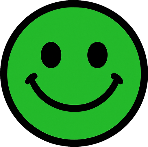 green circle with smile.
In-Game asset.  2d.  High contrast.  No shadows