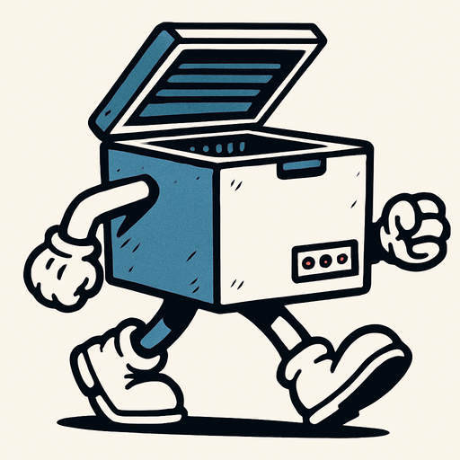 yürüyen derin dondurucu.
In-Game asset.  2d.  High contrast.  No shadows