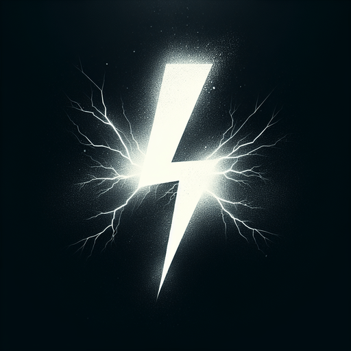 plain white lightning icon. black background