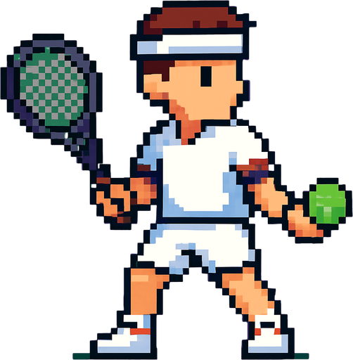 pixelart tennis player looking to the left.
In-Game asset.  2d.  High contrast.  No shadows