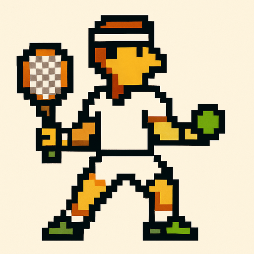 pixelart tennis player looking to the right.
In-Game asset.  2d.  High contrast.  No shadows
