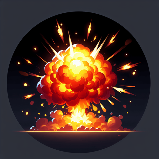 Explosion.
Single Game Texture. In-Game asset. 2d. Blank background. High contrast. No shadows.