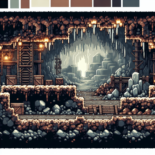 2D Platformer Background in Mine.
Single Game Texture. In-Game asset. 2d. Blank background. High contrast. No shadows.
