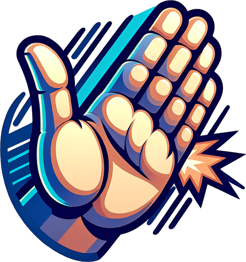 A hand with fingers will be slaps.
Single Game Texture. In-Game asset. 2d. Blank background. High contrast. No shadows.