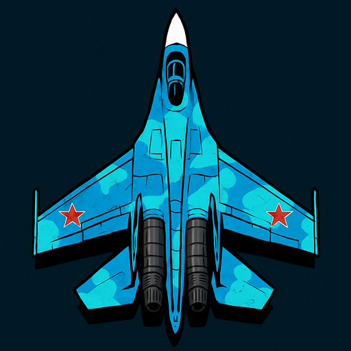 Su 27 uppifrån.
In-Game asset.  2d.  High contrast.  No shadows