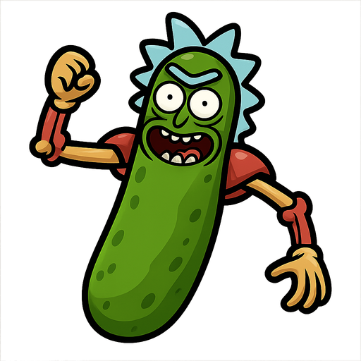 very well known pickles make Rick memes. single character. no writing..
In-Game asset.  2d.  High contrast.  No shadows