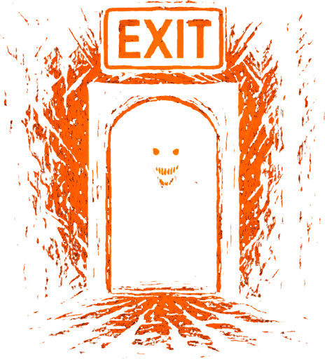 a terrifying but illuminating exit.
In-Game asset.  2d.  High contrast.  No shadows