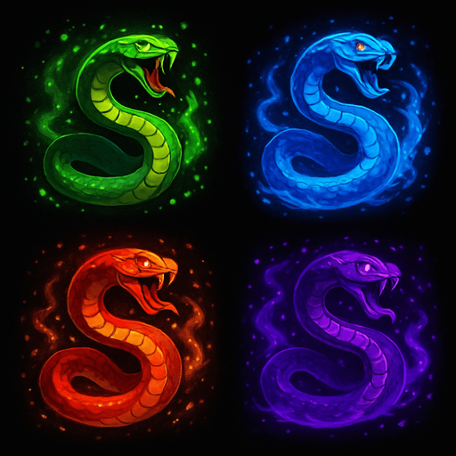 Serpent enemies assets with particles. HD colors. magical images.
In-Game asset.  2d.  High contrast.  No shadows