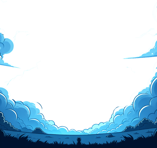 blue electricity in the sky cartoon, 2d