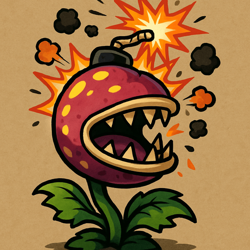 Piraña explosiva del plantas vs zombies.
In-Game asset.  2d.  High contrast