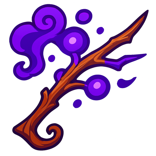 Crea una rama mágica.
In-Game asset.  2d.  High contrast.  No shadows