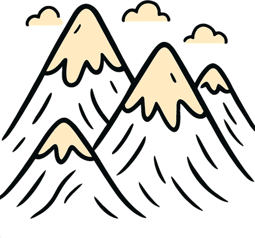 montañas con nieve en la punta animadas.
In-Game asset.  2d.  High contrast.  No shadows