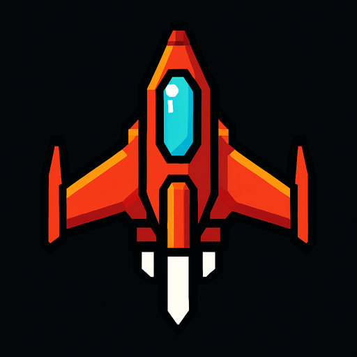 Player space shooter.
In-Game asset.  2d.  High contrast.  No shadows