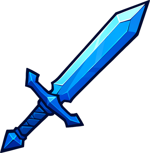 Sharp blue sword.
In-Game asset.  2d.  High contrast.  No shadows