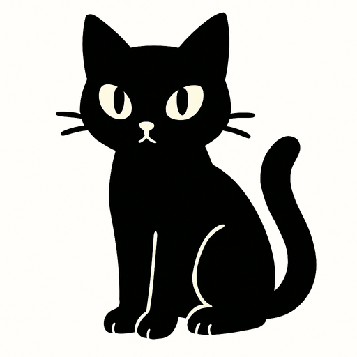 siyah bir kedi.
In-Game asset.  2d.  High contrast.  No shadows