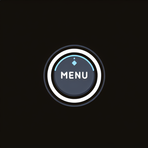 make a menu button logo.
Single Game Texture. In-Game asset. 2d. Blank background. High contrast. No shadows.
