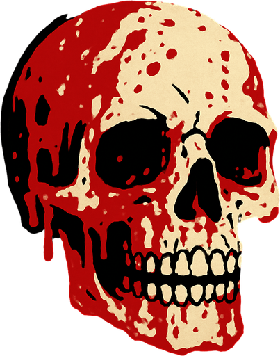 Skull head bloody.
In-Game asset.  2d.  High contrast.  No shadows