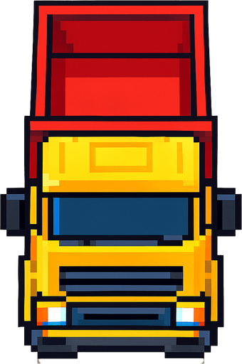 Pixel art kamyon kuş bakışı.
In-Game asset.  2d.  High contrast.  No shadows
