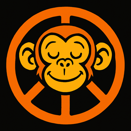 monkey in peace head.
In-Game asset.  2d.  High contrast.  No shadows