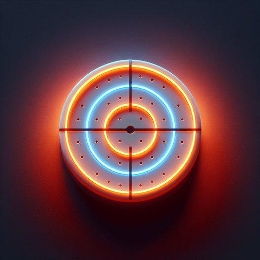 Air hockey disk with neon orange lights. top view.
Single Game Texture. In-Game asset. 2d. Blank background. High contrast. No shadows.