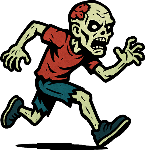 Light-skin runner zombie.
In-Game asset.  2d.  High contrast.  No shadows