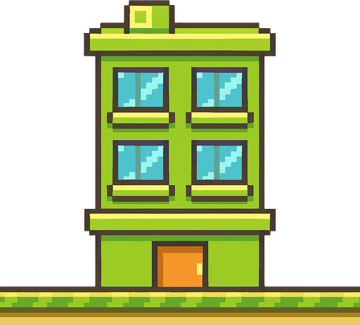 Make it flapy bird building.
In-Game asset.  2d.  No shadows