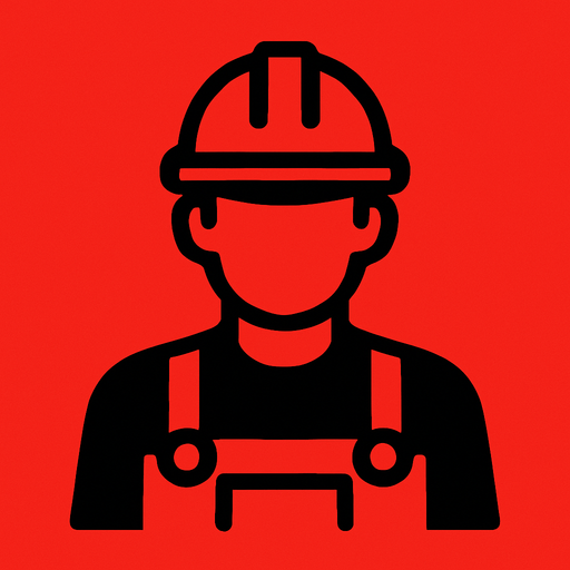 etrafı kırmızı işçi.
In-Game asset.  2d.  High contrast.  No shadows